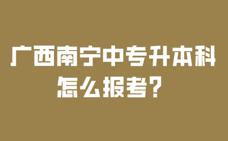廣西南寧中專升本科怎么報考？