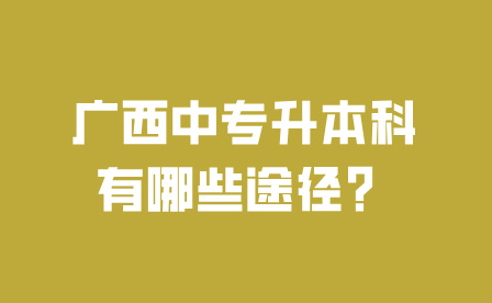 廣西中專升本科有哪些途徑？