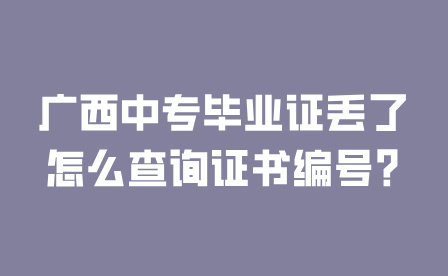 廣西中專畢業(yè)證丟了怎么查詢證書編號(hào)?
