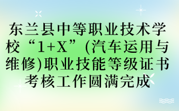 東蘭縣中等職業技術學?！?+X”(汽車運用與維修)職業技能等級證書考核工作圓滿完成